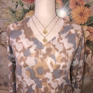 Sz XS Anthropologie Minnie Rose Peony Watercolor Cashmere Blend Sweater